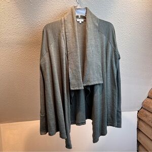 SPLENDID Open Front Drape Collar Heather Green cuffed Long Sleeve Jacket. Size M